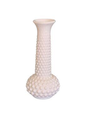 EO Brody Co Bud Vase White Hobnail Milk Glass Bulbous 7.5" x 3.5" Vintage